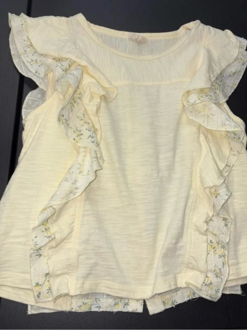 Hem & Thread Pale Yellow Ruffle Tank Top